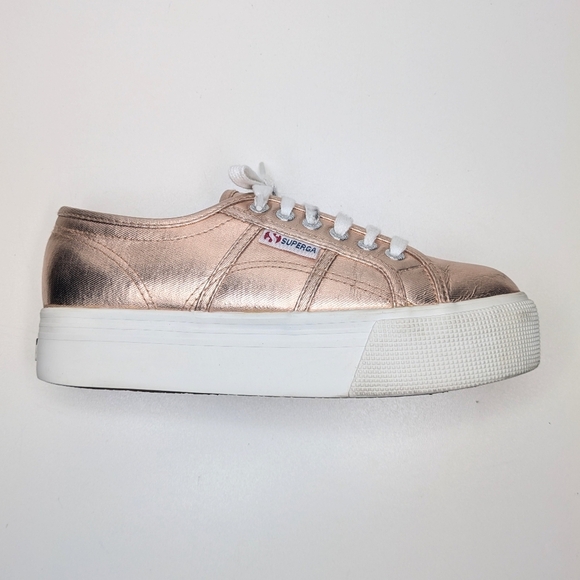 Superga Sneakers Platform Rose Gold Metallic Women's Size 8 - Picture 1 of 10
